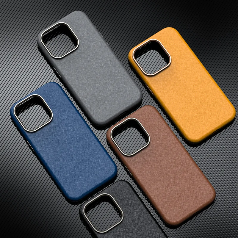 Luxury Premium Vegan Leather Business Elegant PU Slim Thin Phone Cover for iPhone 12 13 14 Pro max15 ultra