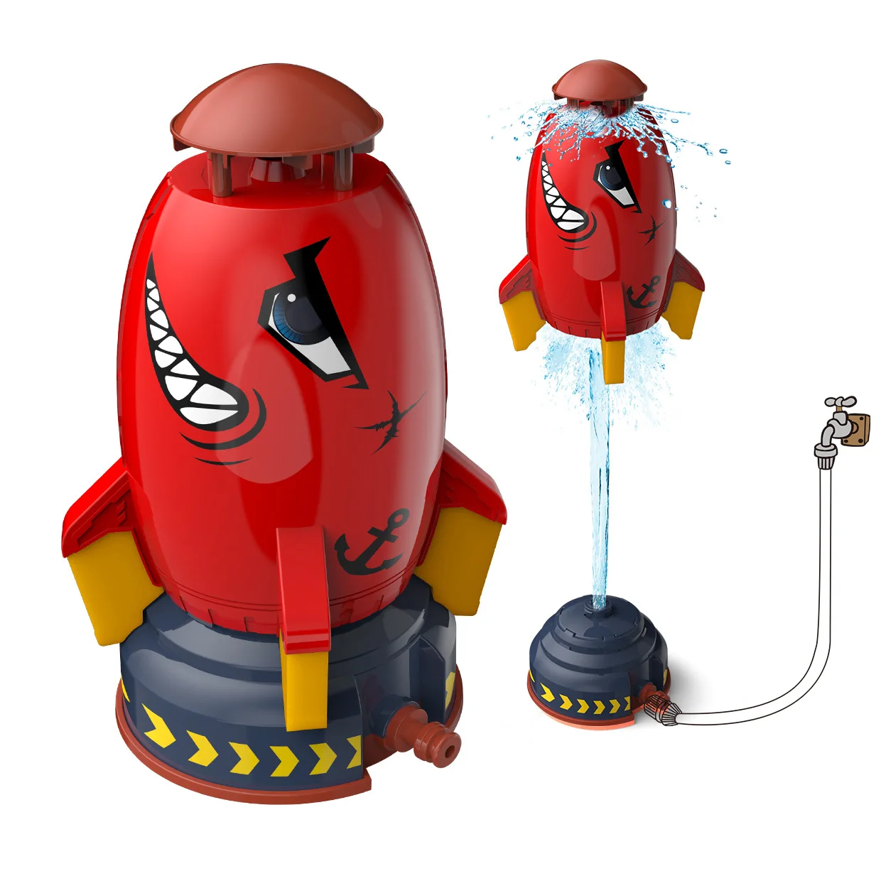 Summer Toy Outdoor Yard Rocket Sprinkler Water Rocket Launcher Toy  Water Pressure Control Suspended Splash Toy for Kids gift