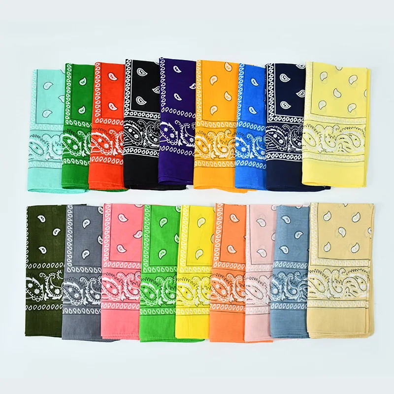 High Quality Colourful 100% Cotton Multifunction Custom Sports Cycling Bandana Scarf Double Sided Printed Square Paisley Turban