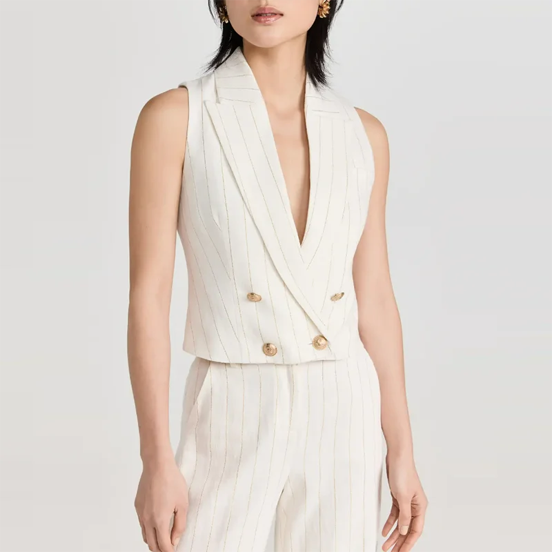 pinstripe double breasted veste femme blazer mujer blazers ladies women