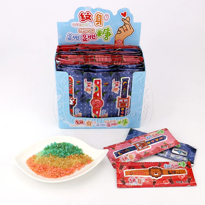 3 в 1 фруктовый аромат татуировки часы Сумка лопать конфеты с стикер конфетных игрушек