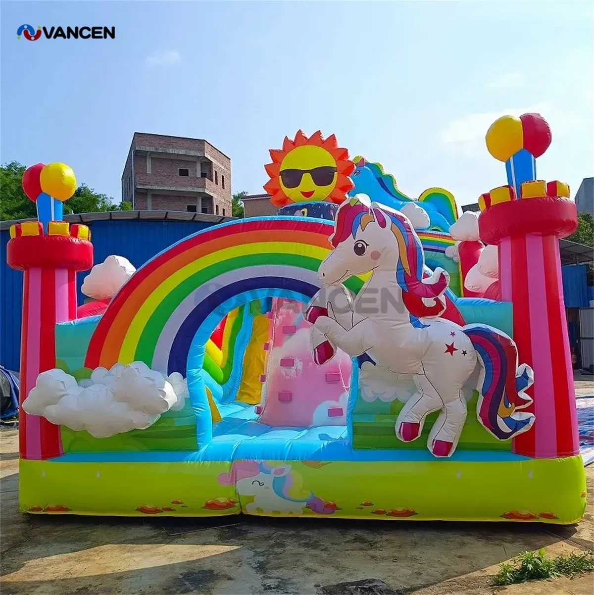 Factory Sale unicorn inflatable theme park bounce house commercial castle indoor fun city inflatable playground for kids