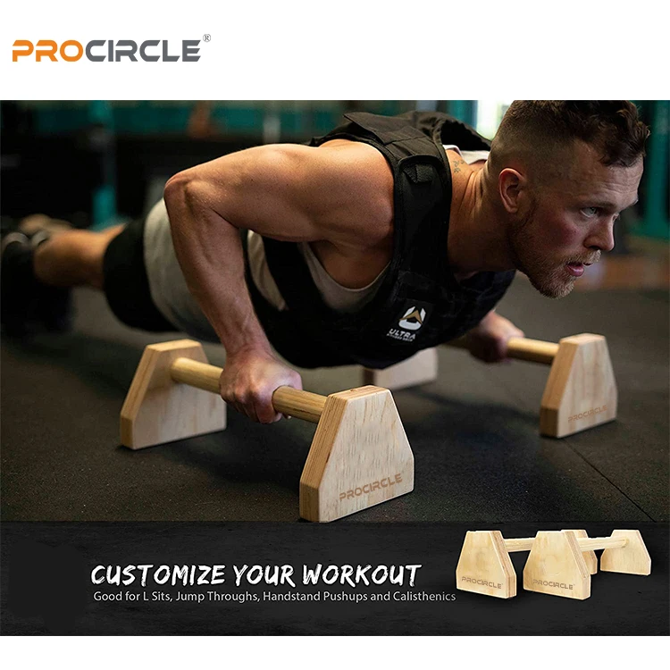 Non-Slip Home Workout Equipment Gymnastics Push Up Wood Parallettes