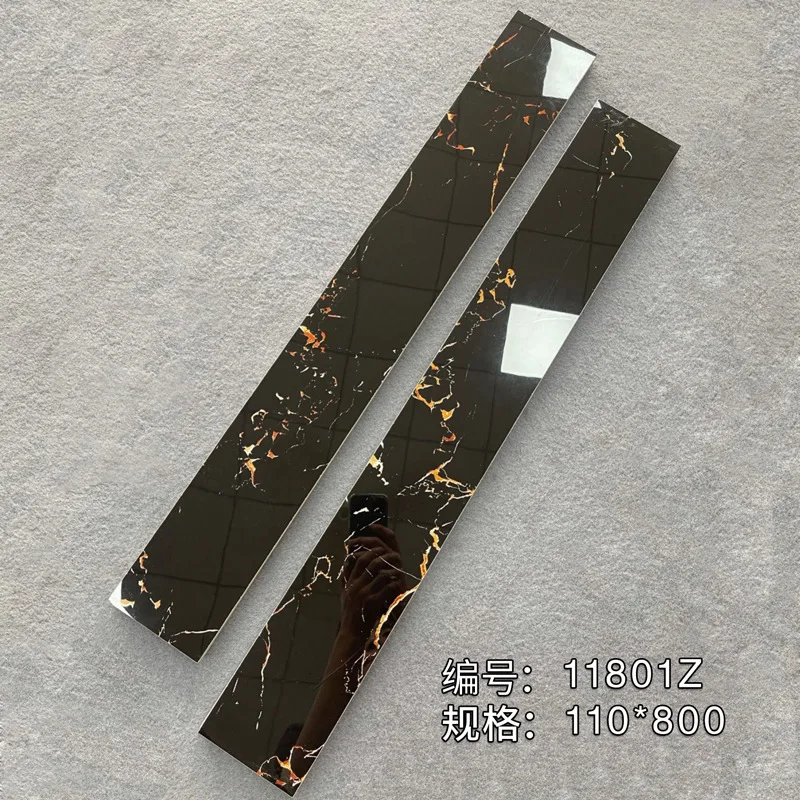 Wholesale 10cm Black All-Ceramic Glossy Floor Skirting Living Room Bedroom Polished Modern Interior Home Decoration Tile Project