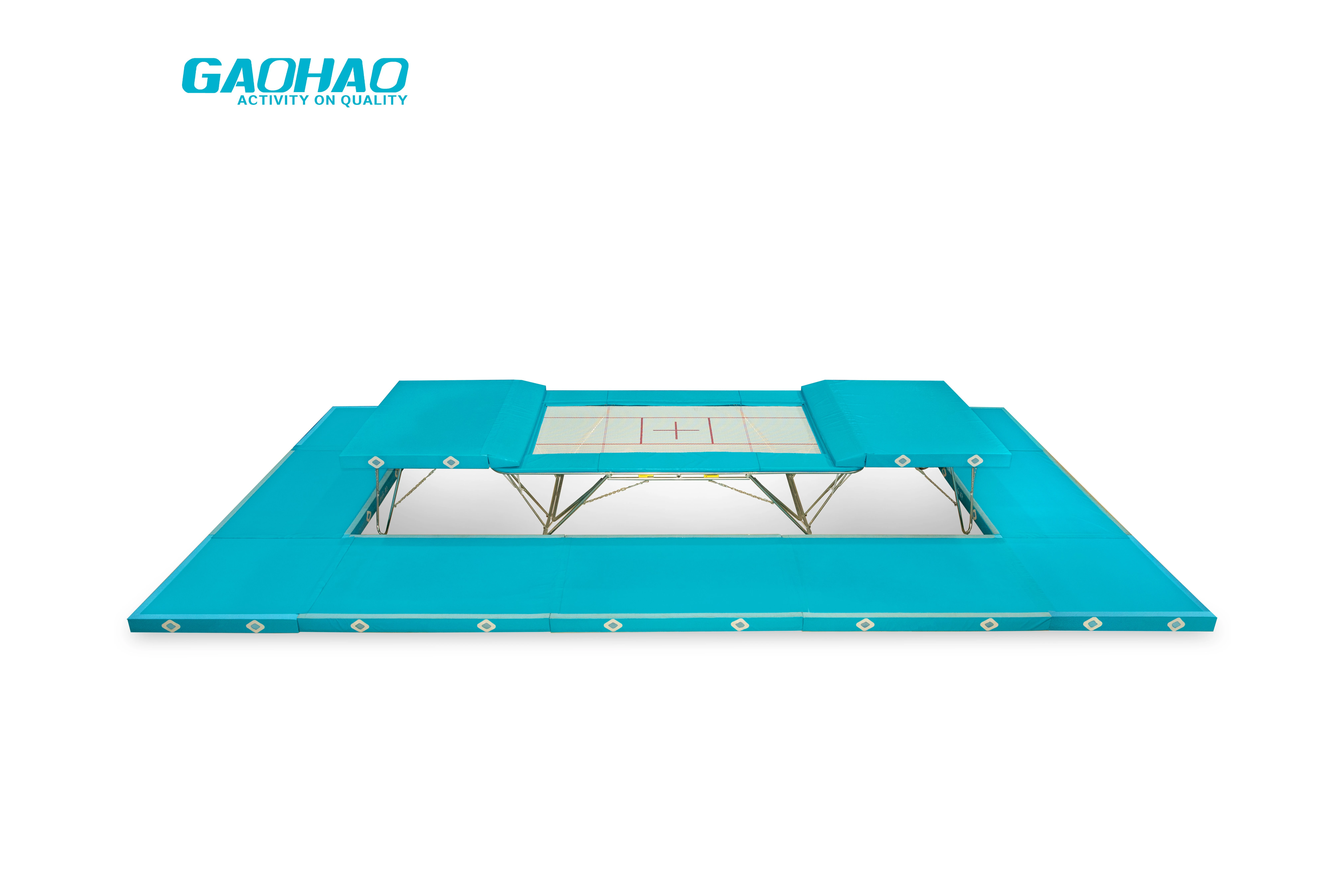 Gaohao master trampoline for gym training and competition Europe trampoline with safety pad strong springs quickly open and fold