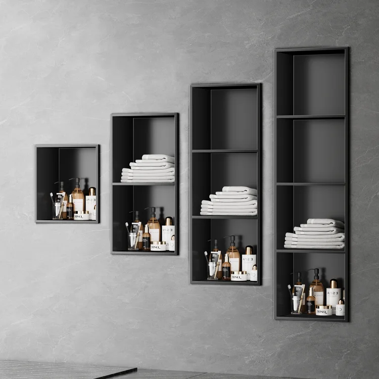 Stainless Steel Niche Cabinet Living Room Bathroom Embedded Design  Wall Metal Shelf