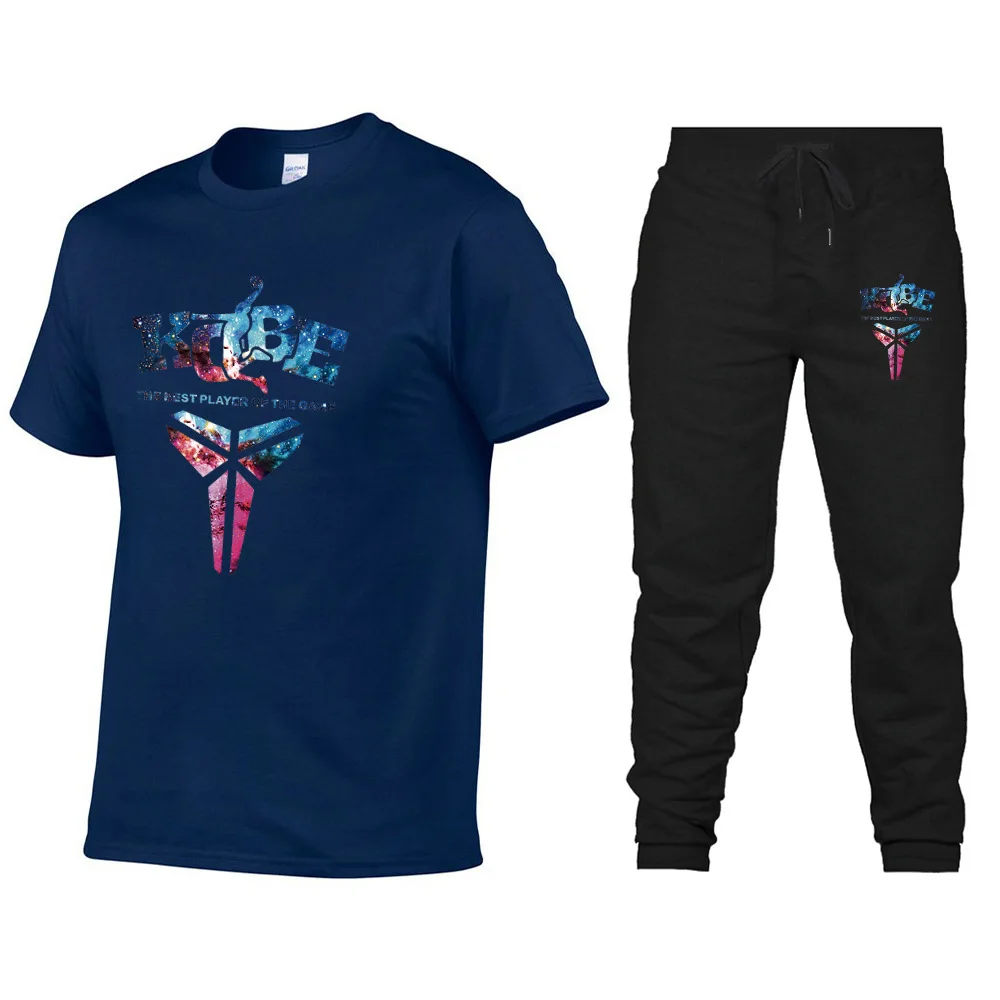 
Men Sport Suit short-sleeved t shirt set for men cotton Fitness Short T-Shirt and Shorts Athletic Tracksuit Set 