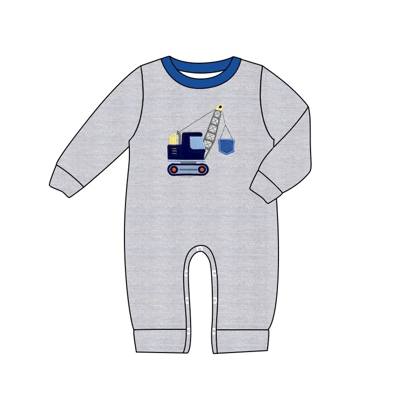 2024 New pre-order baby jumpsuit baby boy crane print short-sleeved jumpsuit baby boy winter romper