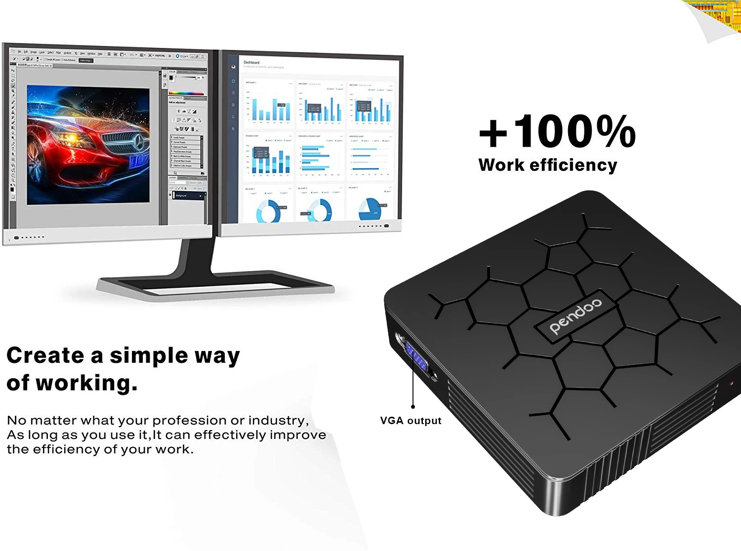 С батарейным питанием pendoo w8 pro windows 10 OS 4 core smart 4k hd мини настольный компьютер безвентиляторный