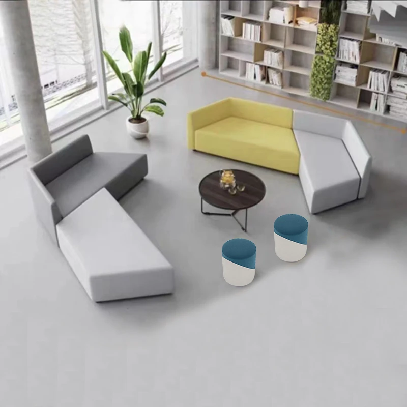 New Design Modern simple fabric super soft sofa stool full stool sit comfortable skin friendly pu leather for office