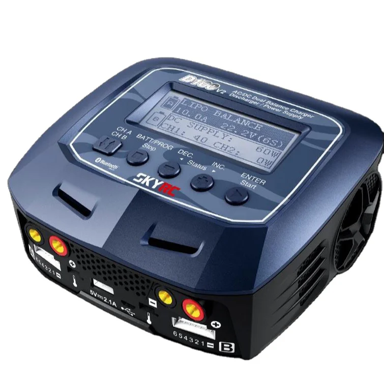 SKYRC D100V2 AC DC Lipo Battery Balance Charger 1S-6S Dual 100W DC Power Supply for LiPo/Life/LiIon/LiHV/NiMH/NiCd/Pb RC Charger