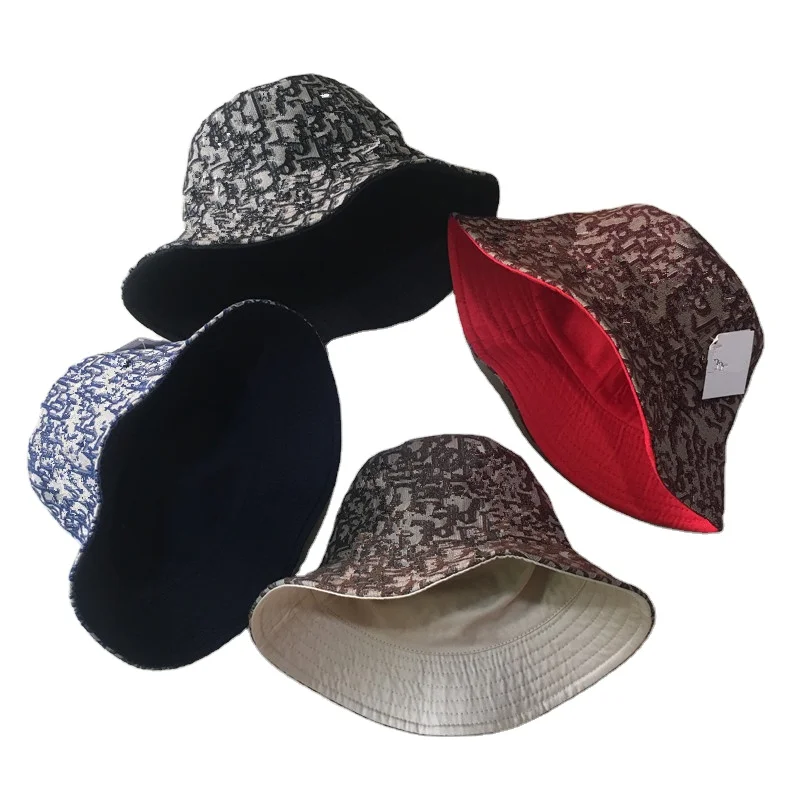 
wholesale women new fashion stylish quality cotton material reversible double sided bucket cap hat 