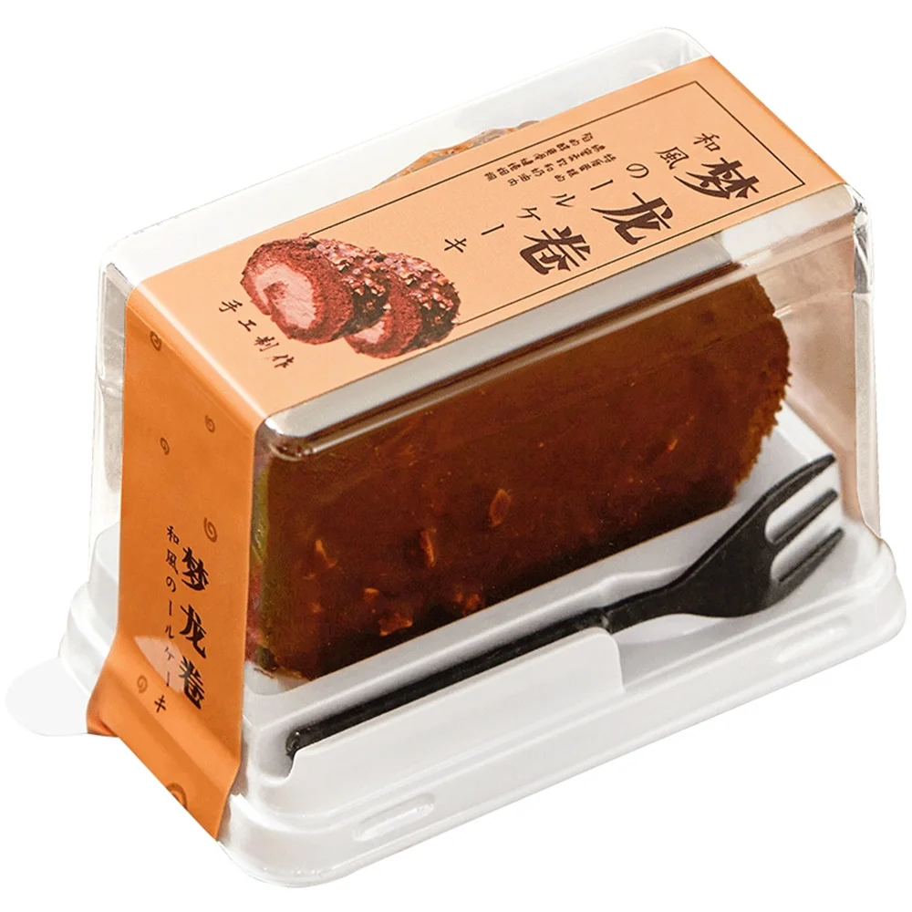 Wholesale Mini Cake Blister Small Cake Boxes In Bulk Container Dessert Packing Box Custom Labels Cake Slice Box With Fork