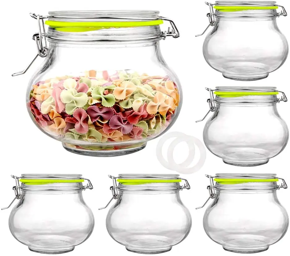 36 oz Glass Jars With Clamp Lids Gourd-Shaped Kitchen Decorative Canning Wide Mouth Mason for Pickling Preserving