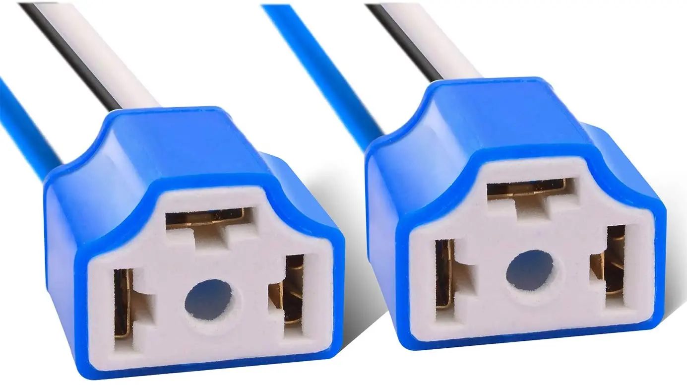 High quality H4 9003 female ceramic Socket Adapter with wire for car bulbs