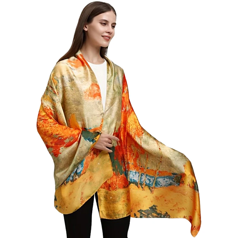 2024 Autumn New Style Big Size Silk Scarf 180 * 90CM Fashion Woman Polyester Scarf Shawls Factories China