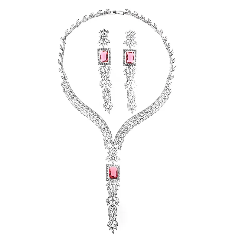 Fashion luxury retro Zircon Necklace Earrings Wedding Bridal Wedding Dress banquet model fashion jewelry 2020