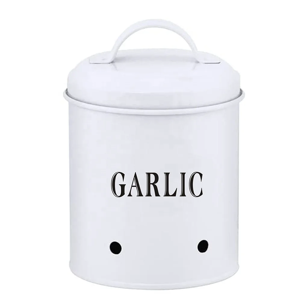 EVERGREEN Potato Onion Garlic Storage Bin with Lid - Set of 3 - Kitchen Organizer and Tin Vegetable Keeper - Metal Containers