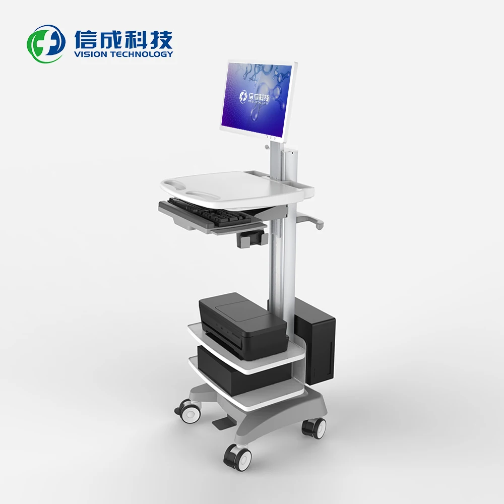 manufacturer High Quality Mobile medical computer telemedicine cart two arms tablet trolley