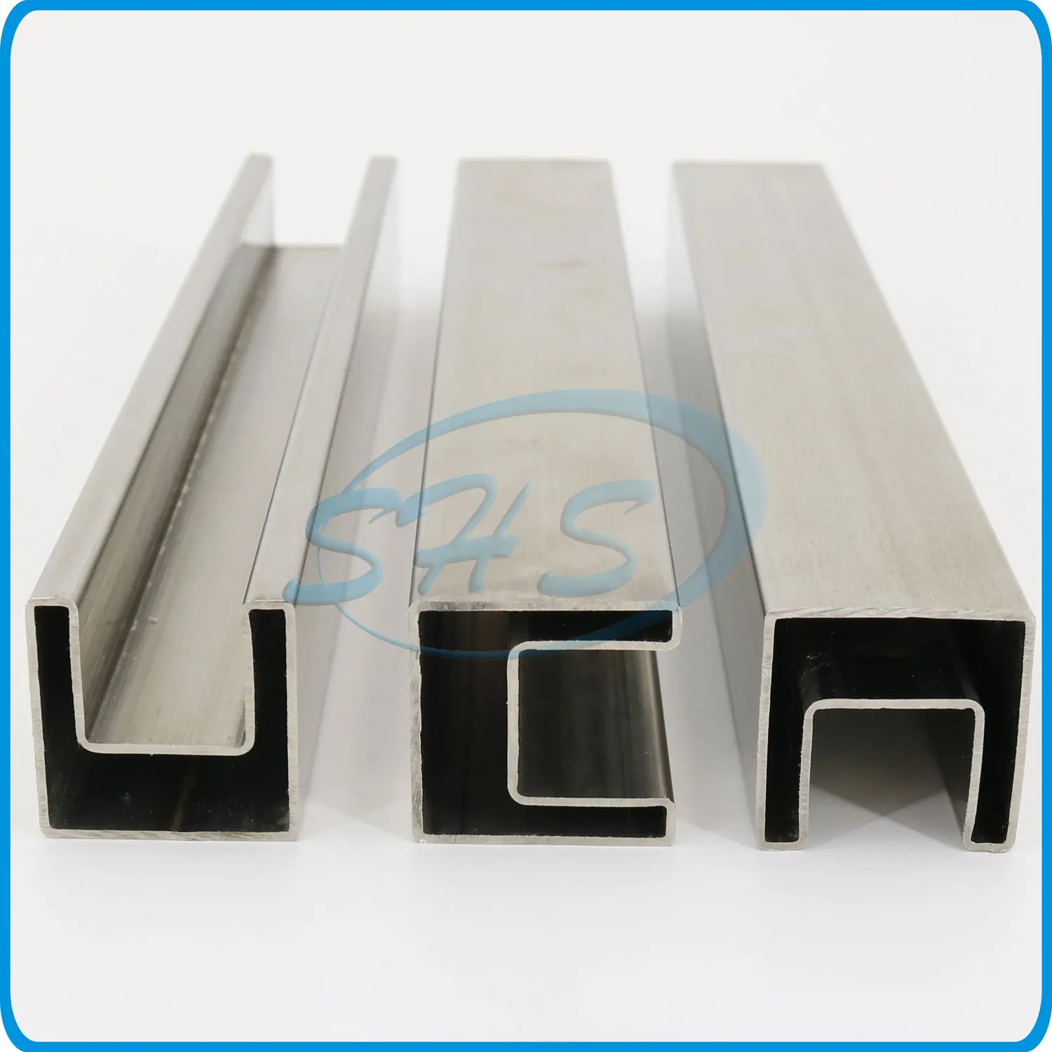 AISI 300 series stainless steel square concave tubes slotted channel pipes with polishing surface for glass railing