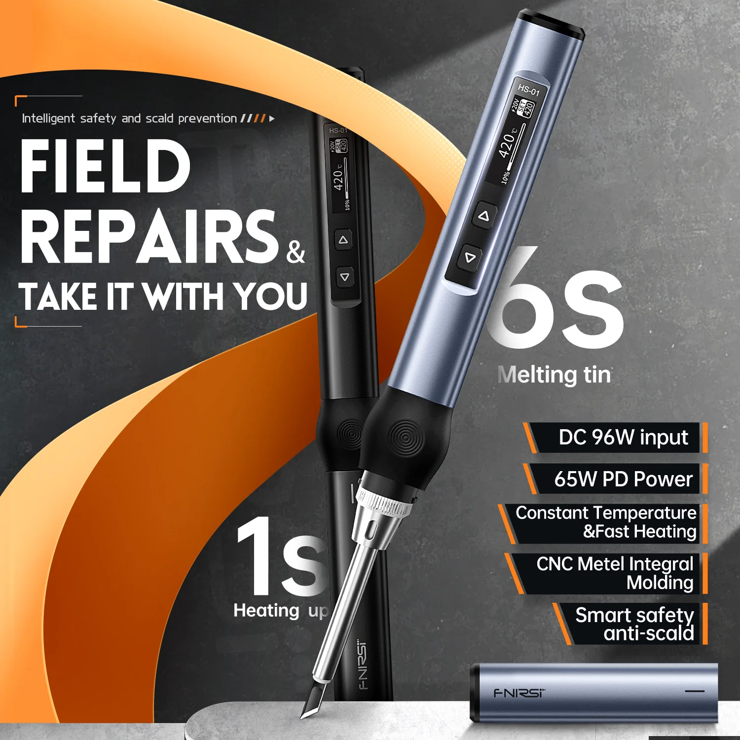 FINRSI HS-01Portable PD65W Endothermic Soldering Smart Soldering Iron Accessories sets
