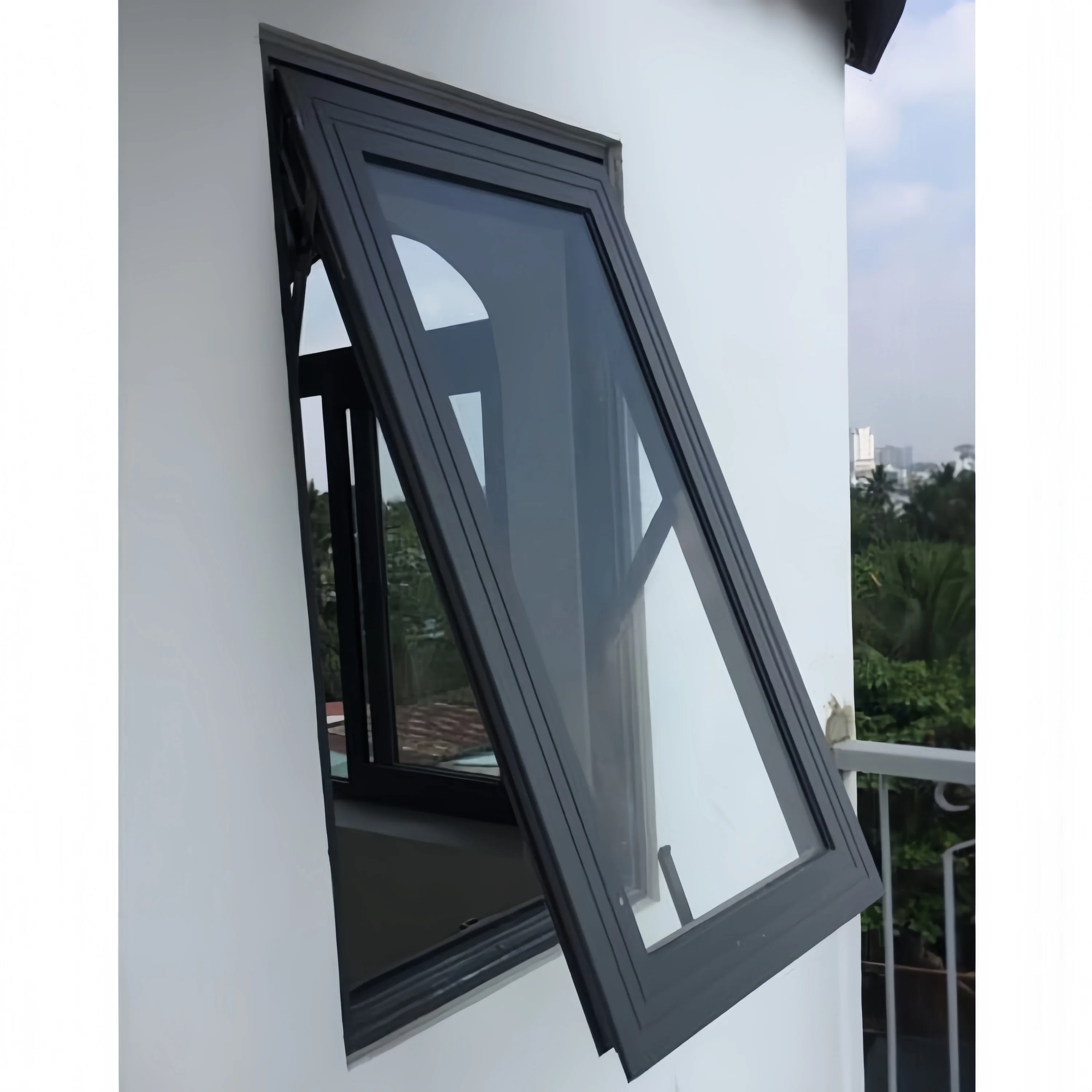 Customized Aluminum Chain Awning Window Double Glazed Glass Aluminum Swing Tilt and Turn Window Push Out Flip up Window for Sale