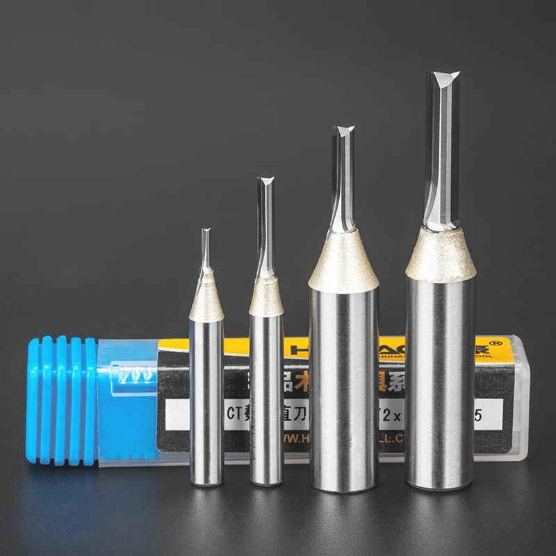 HUHAO Wood  TCT Carbide CNC Milling Cutter 1/2 1/4 Shank Straight Router Bit for MDF Woodworking 5269