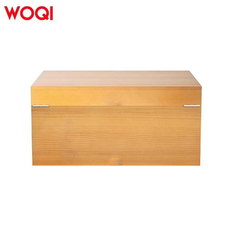 WOQI Craft Unfinished Solid Wood Tea Gift Packaging Wooden Box Windproof Storage with Hinged Lid and Front Lock