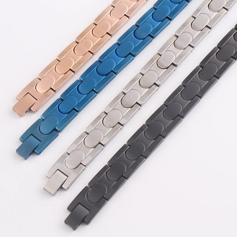4 Color Available Magnetic Hematite Ion Energy Germanium Bracelets Titanium Stainless Steel Bio Therapy Bracelets