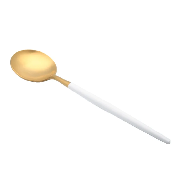 High quality  Long Handled 304 Stainless Steel Rose Gold Teaspoon Metal Dessert Tea Spoon