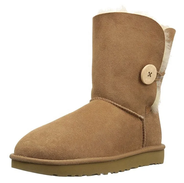 Wholesale High Quality Sheepskin boots Mini button Suede fur genuine leather  winter boots for women