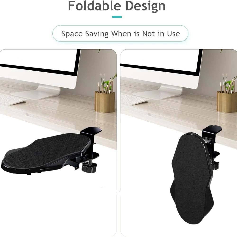Adjustable Arm Rest for Desk, Ergonomic Rotating Armrest Support Extender, Desk Arm Pad Rest Holder