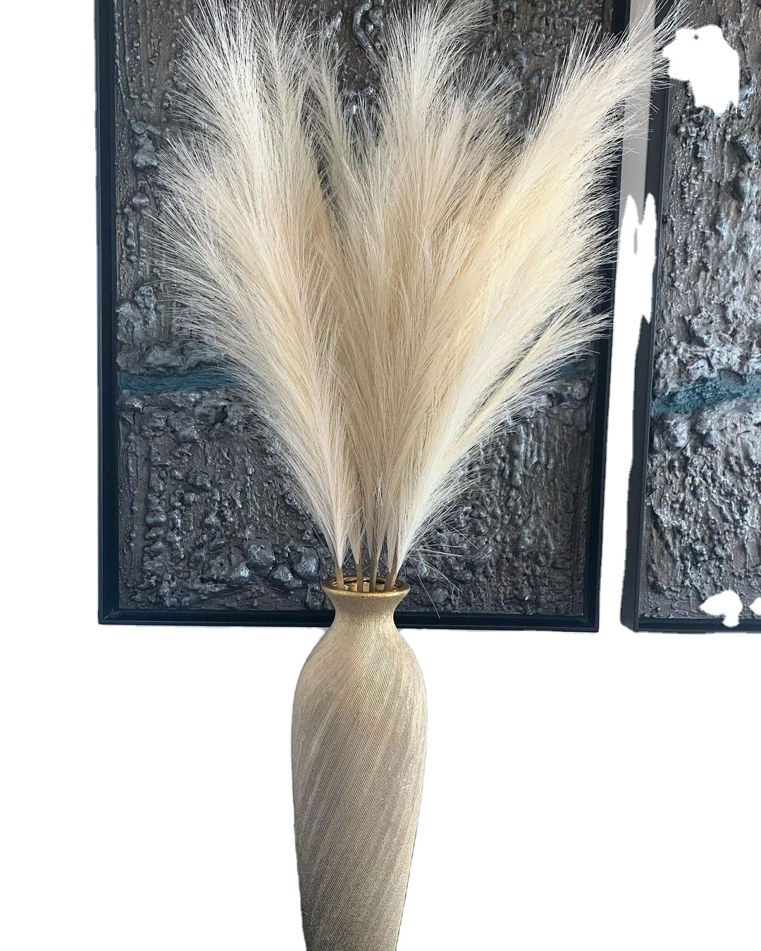 Большая искусственная пампасная трава для домашнего декора в стиле бохо, искусственная пампасная трава с помпонами кремового цвета, высокие пушистые стебли