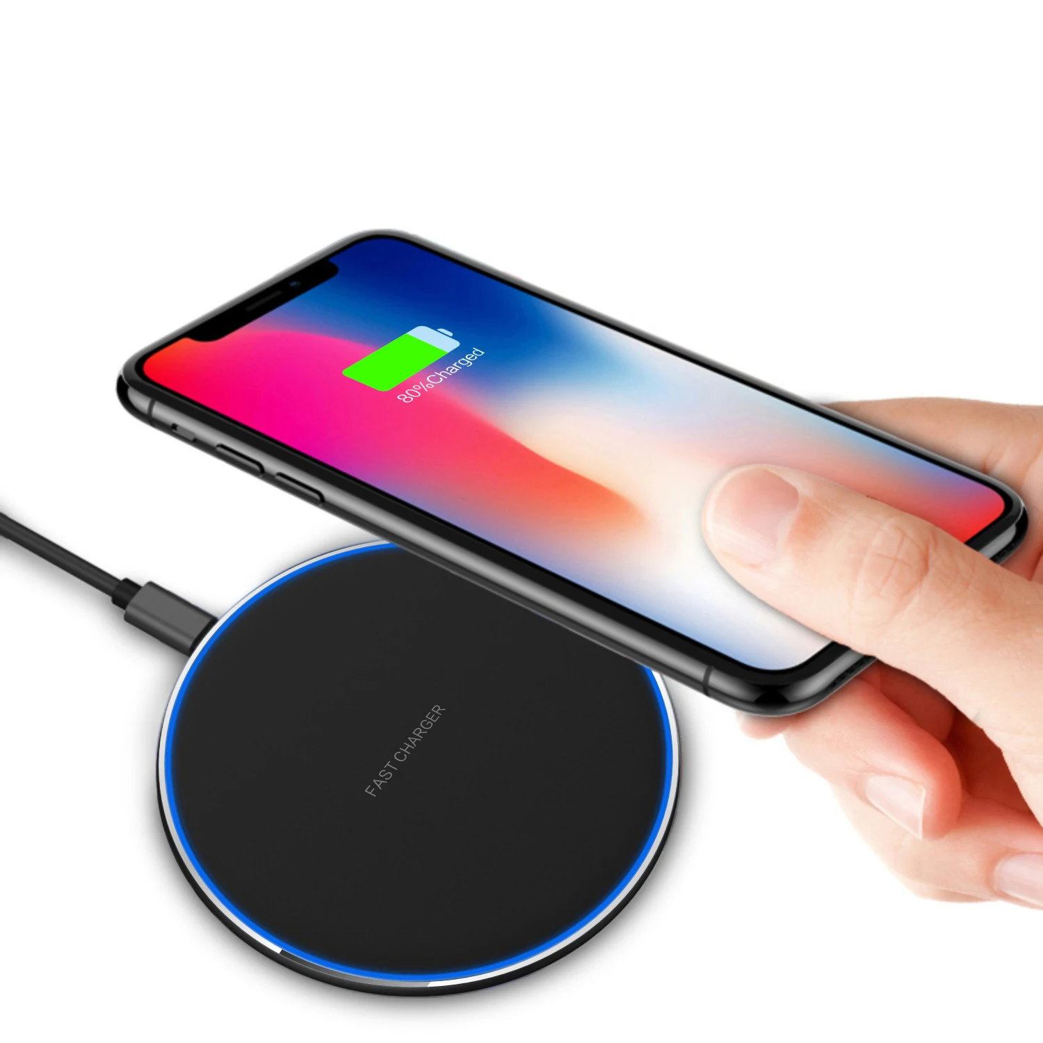 
Atmosphere Lamp Effect wireless mobile phone fast charger for iphone 