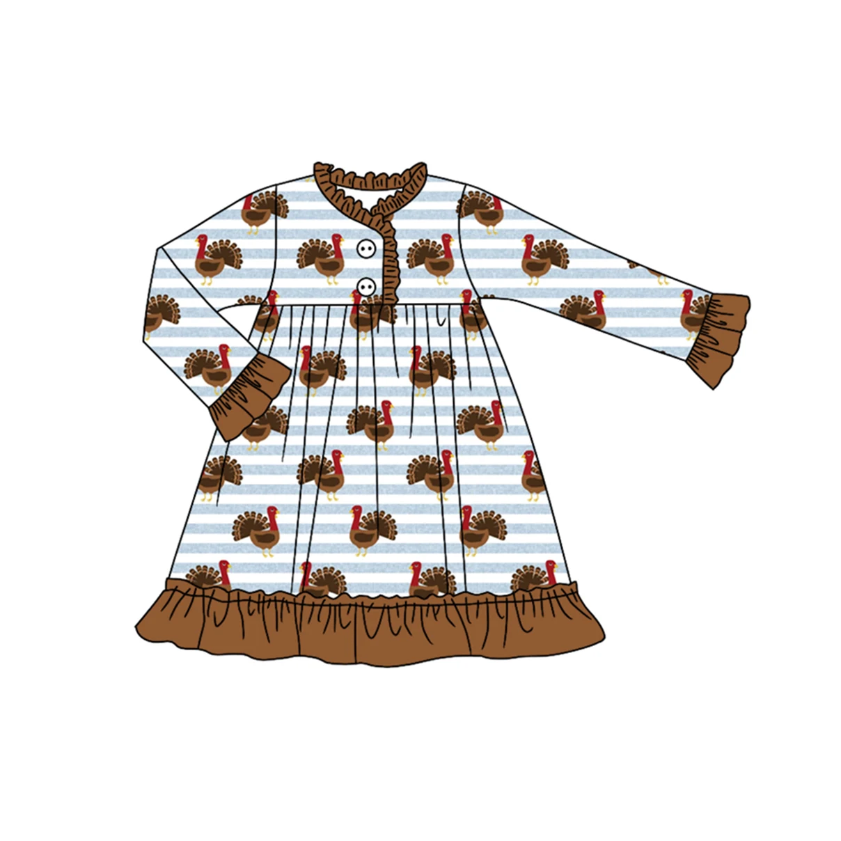 Preorder Thanksgiving Day turkey brown boy girls 2 piece pajamas outfits baby sleepers sibling matches new  kids clothes styles