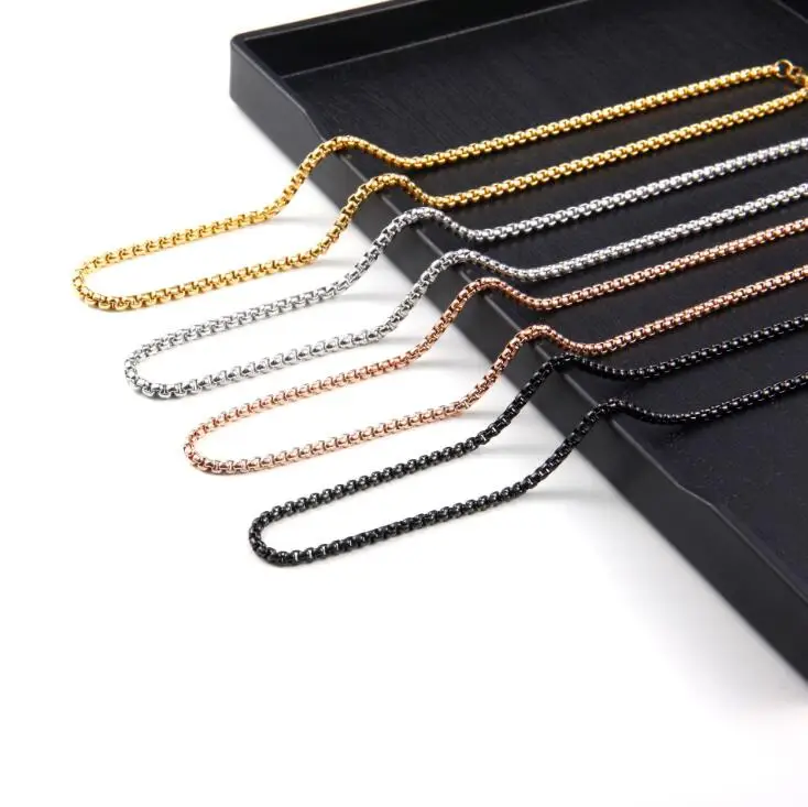 
European and American popular square pearl necklace men and women universal titanium steel 316 titanium steel accessory chain 