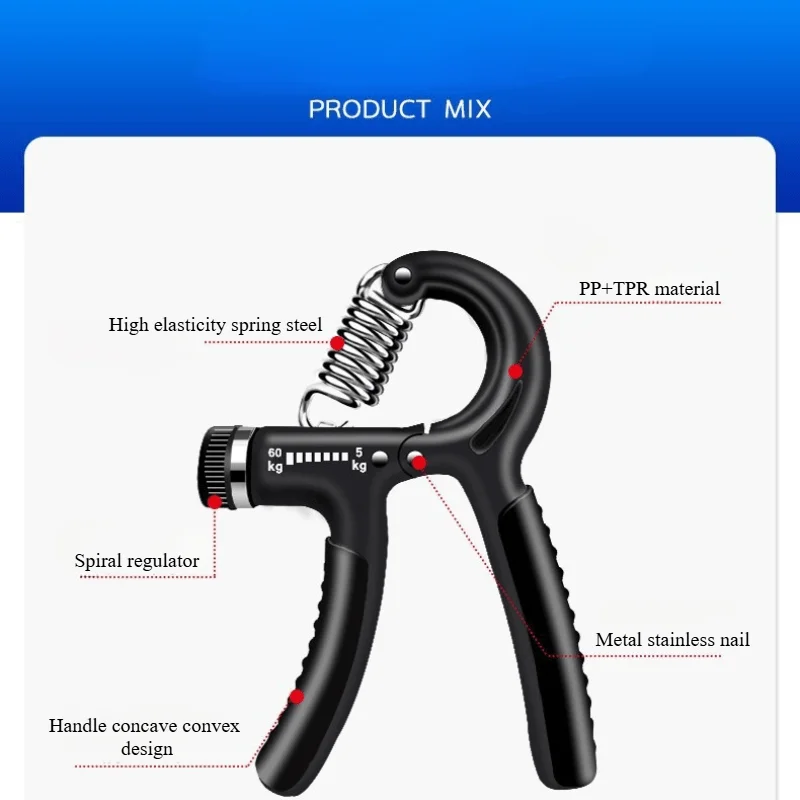 T370 Popular 5-60kg Gym Hand Grip Strengthener for Arm Exercise Custom Logo Fitness Equipment Rehabilitation Professional Arms