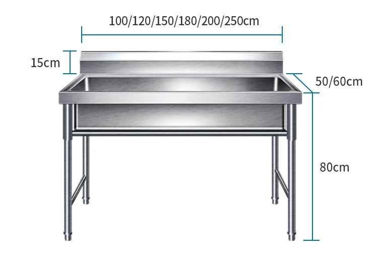 Commercial Stainless Steel Work Table With Sink Restaurant Equipment Double Bowl Kitchen Sink