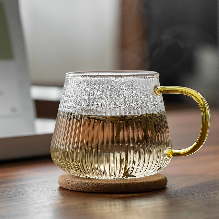 Wholesale office heat-resistant glass cup with handle tea cup transparent high-value household drinking cup kitchen gadgets