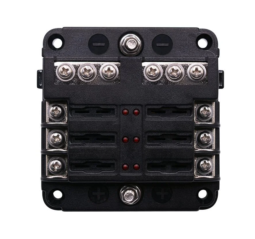 Panel Mount 6 Way ATC ATO Blade Fuse Block with Negative