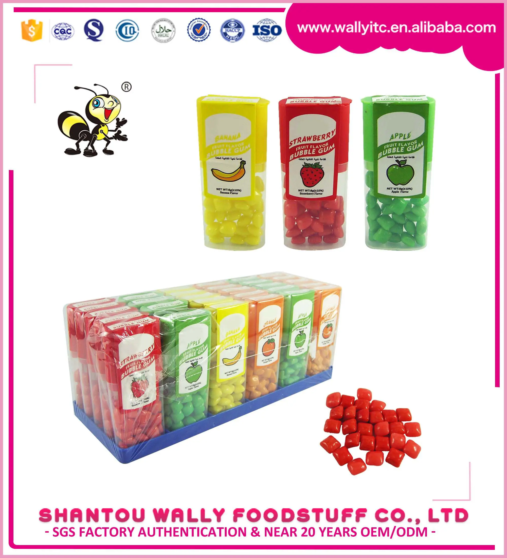 New OEM Kids Fruity Fresh wholesale candy manufacturer Bubble chew soft gum candy