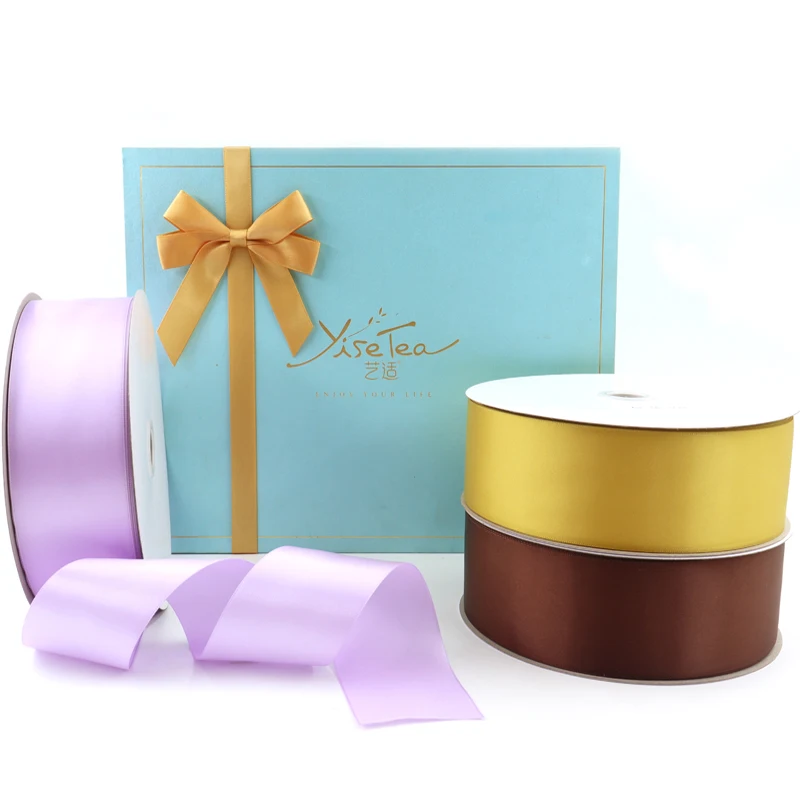 China supplier polyester ribbon Christmas decorative double face satin ribbon 50mm