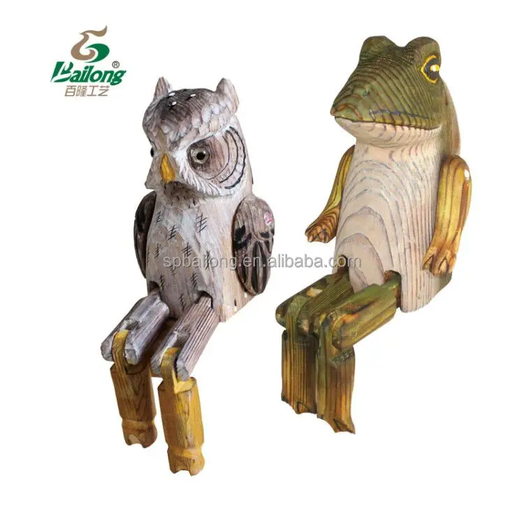 Handmade carved wood animal shape table top antique home decor wild life toy animal figure