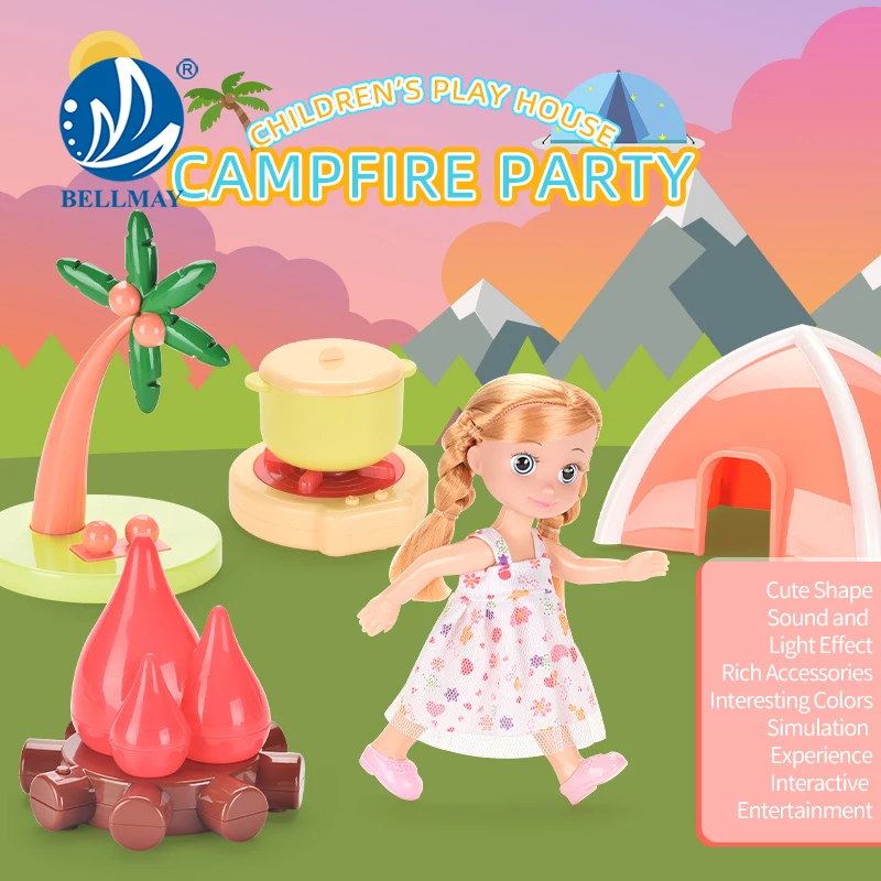 Bemay Toy  Educational Pretend Toy Outdoor Bonfire, Dinner Play House Family Series Toy for Kids