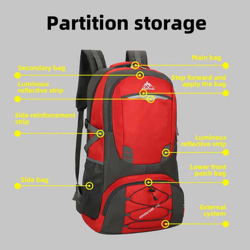 Unisex 80L Brand Outdoor Mountaineering Hiking Backpack New Design Vintage Style Waterproof Climbing Bags Polyester Camping