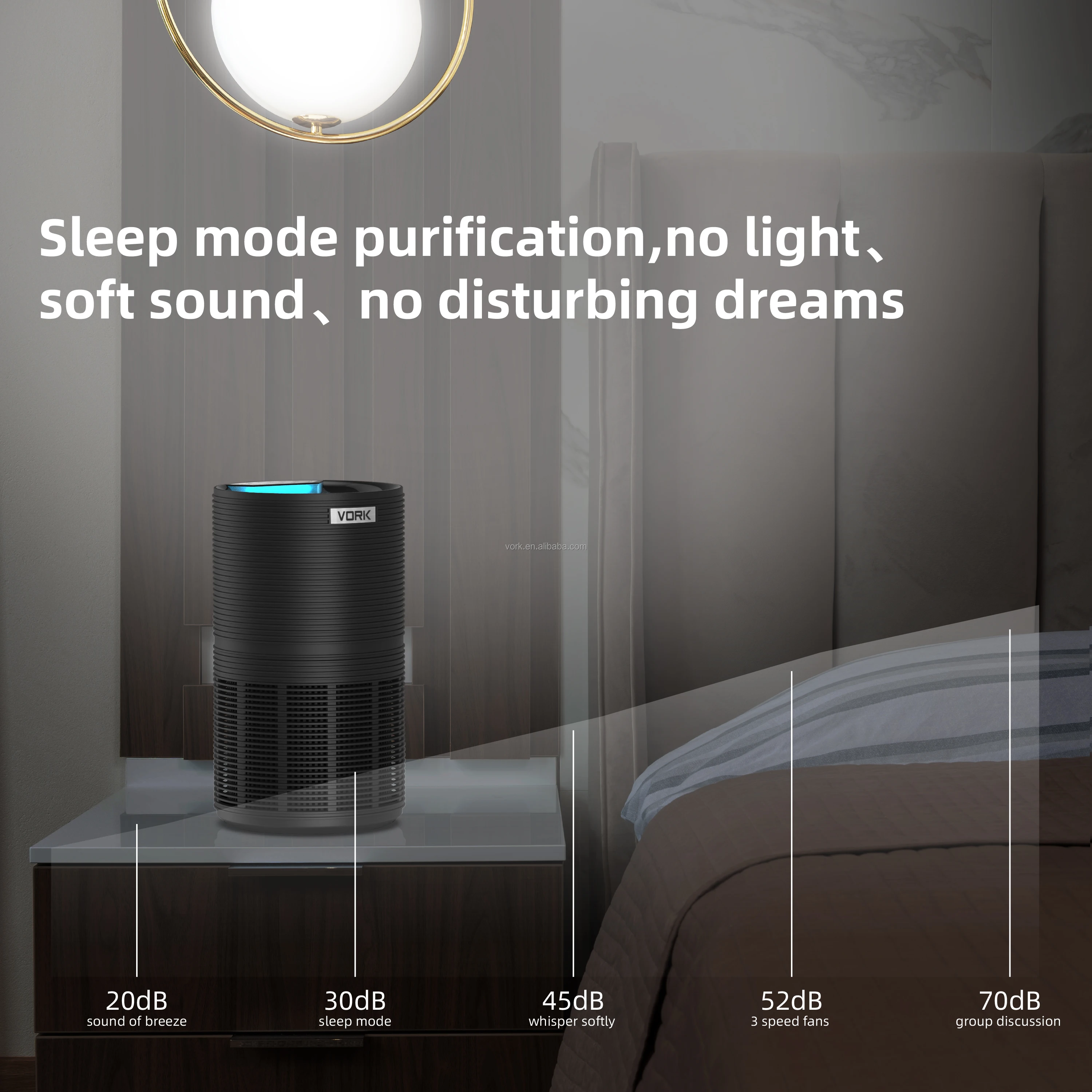 Vork Room Air Purifyer Machine Quiet air purifiers for Bedroom