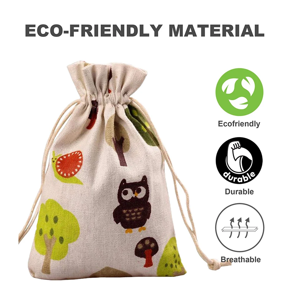 Customization Recycled Cotton Muslin Drawstring Jewelry Storage Pouch With Logo