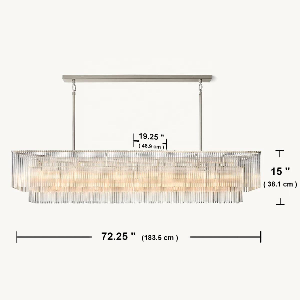 Modern Crystal Glass Rod Pendants Multi-Layer Chandelier Lighting Fixture For Living Dining Room Kitchen Island Foyer Lobby