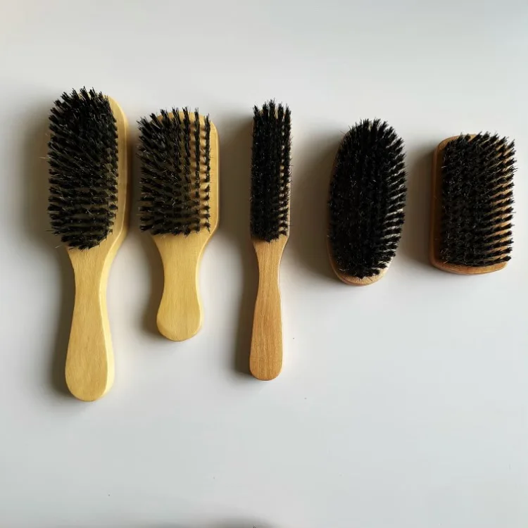 New Salon Comb Natural or Colored Wooden Boar Bristle Hair Brush In Different Size and Hardness