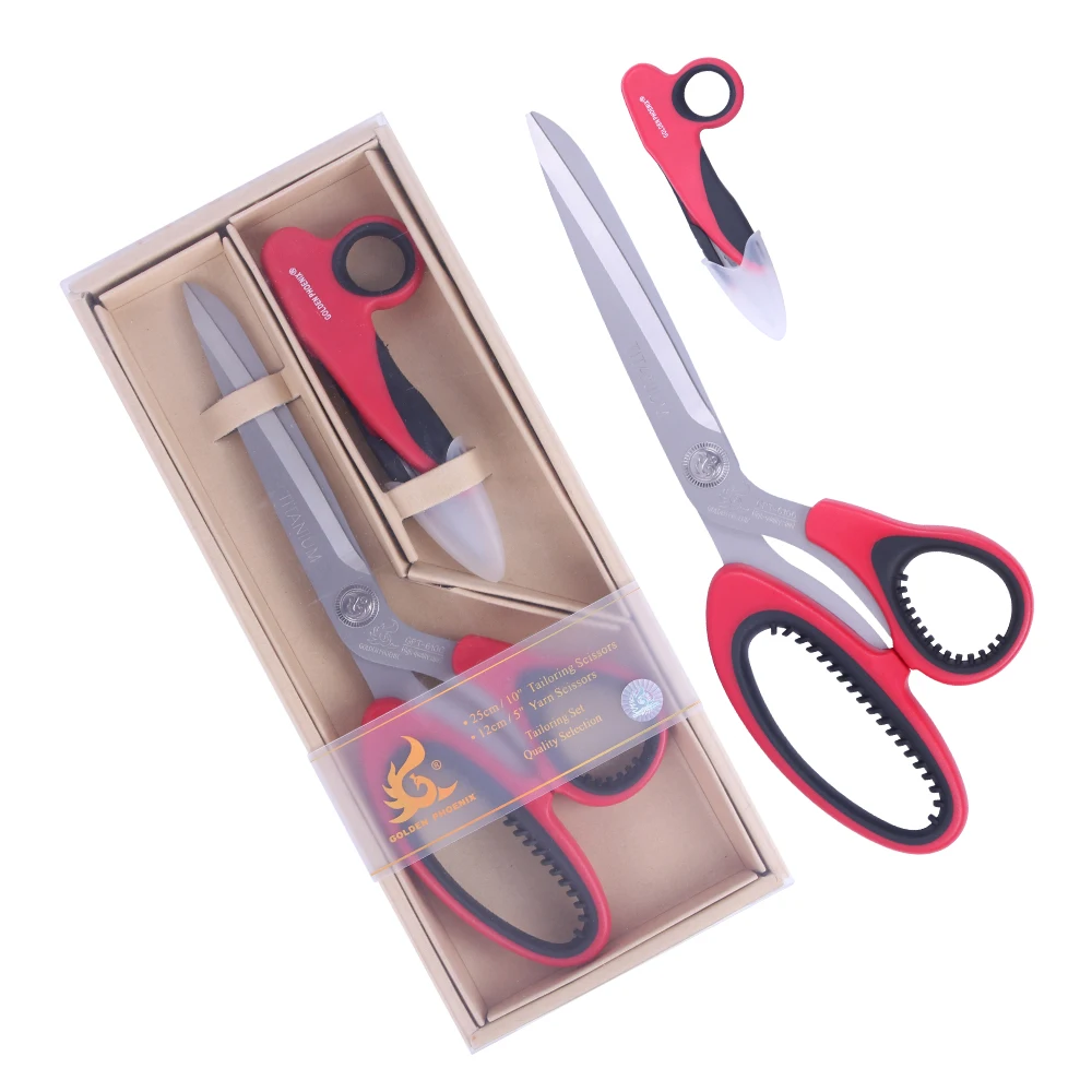 Золотые Феникс 10 дюймов пластиковые ручки из нержавеющей стали для резки ткани портной ножницы с ножницами для резки пряжи швейные наборы